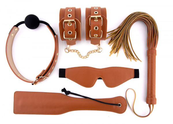 ELITE - BDSM-SET [BLAZE Luxury Fetish] FETISCH-SET - 5teilig - cognac