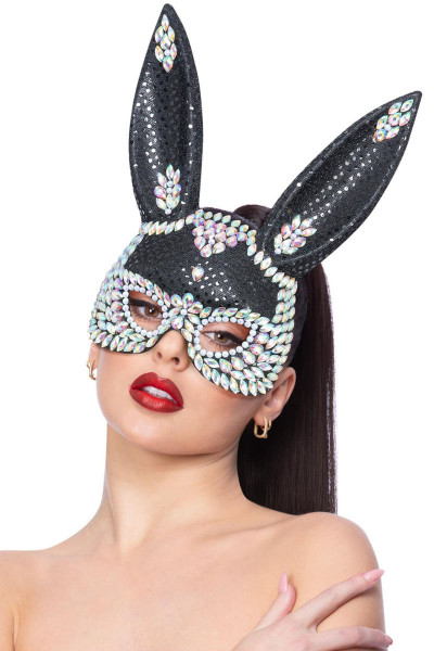 JEWEL RABBIT MASK [Fever] schwarz/silber